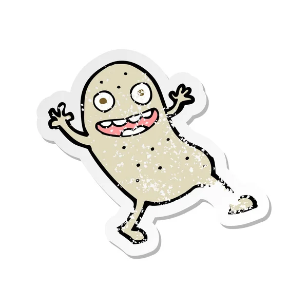 Retro Distressed Sticker Cartoon Potato — Stock Vector