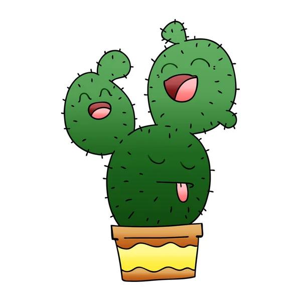 Peculiar gradiente sombreado cactus de dibujos animados — Vector de stock