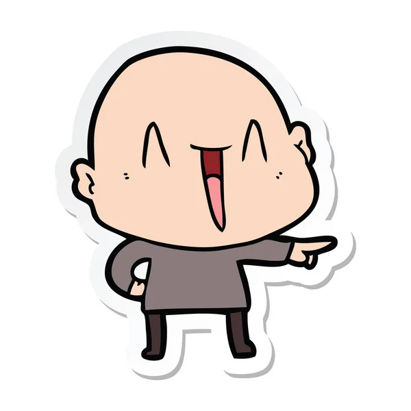 Sticker of a happy cartoon bald man — Stock Vector