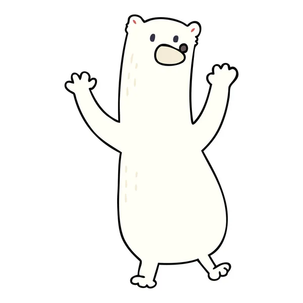 Peculiar mano dibujado dibujos animados oso polar — Vector de stock