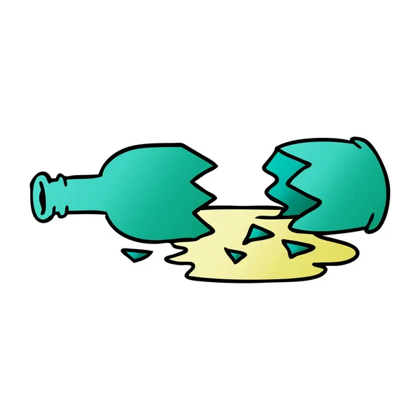 Gradient cartoon doodle of a broken bottle — Stock Vector