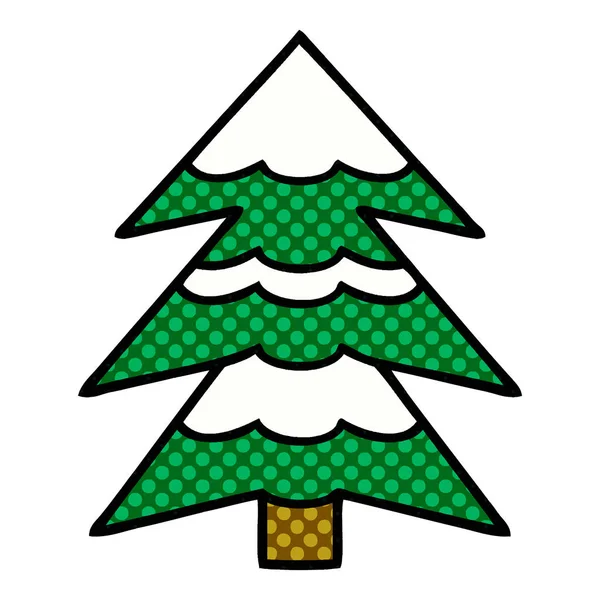 コミック スタイル漫画雪の覆われたツリー — ストックベクタ