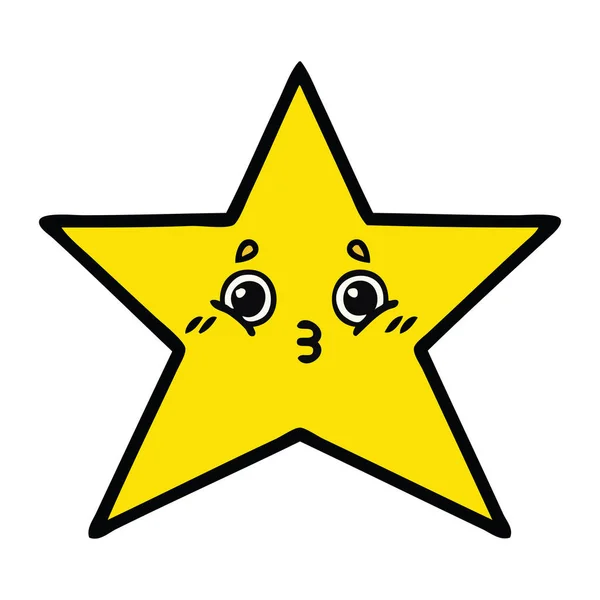 Sevimli çizgi altın yıldız — Stok Vektör