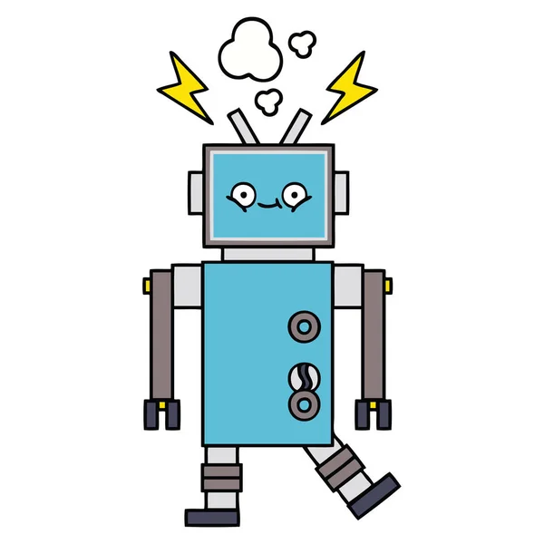 Söta Tecknade Dansande Robot — Stock vektor