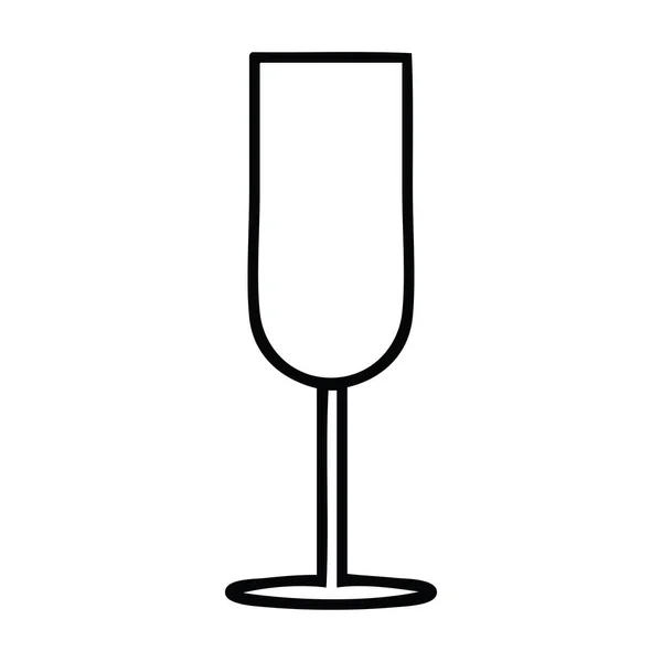 Dessin au trait flûte à champagne dessin animé — Image vectorielle