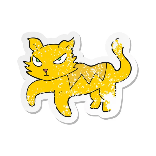 Retro noodlijdende sticker van een cartoon kat — Stockvector