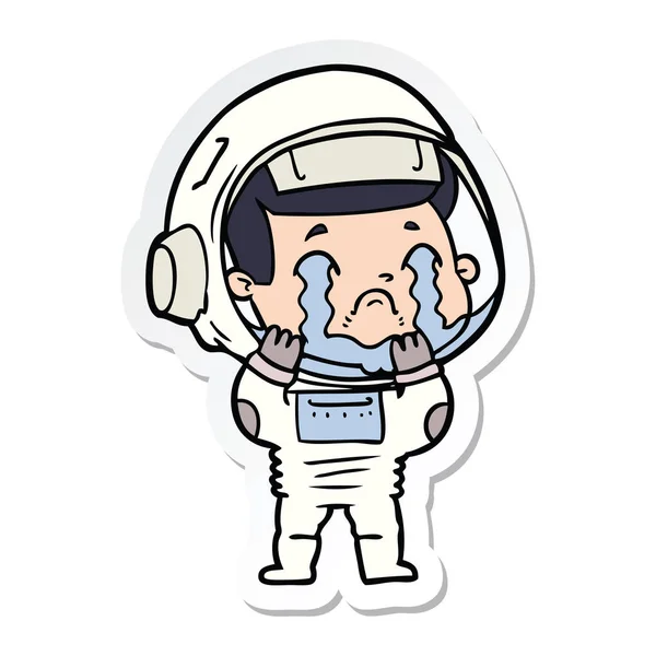 Pegatina de un astronauta llorando de dibujos animados — Vector de stock