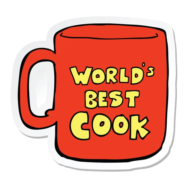 Etiqueta de um mundo melhor caneca cozinhar —  Vetores de Stock
