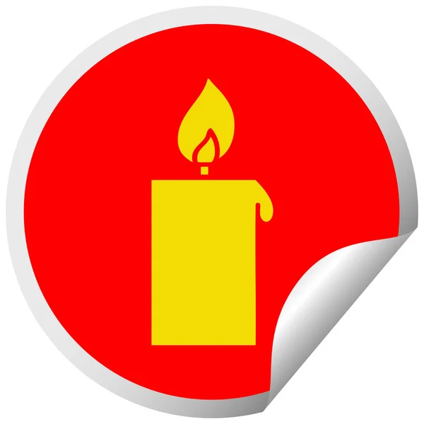 圆形剥皮贴纸卡通点燃的蜡烛 — 图库矢量图片