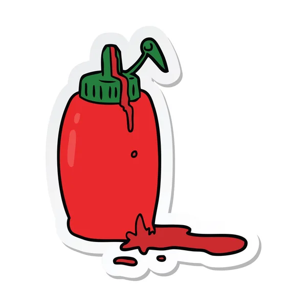 Aufkleber einer Cartoon-Ketchup-Flasche — Stockvektor