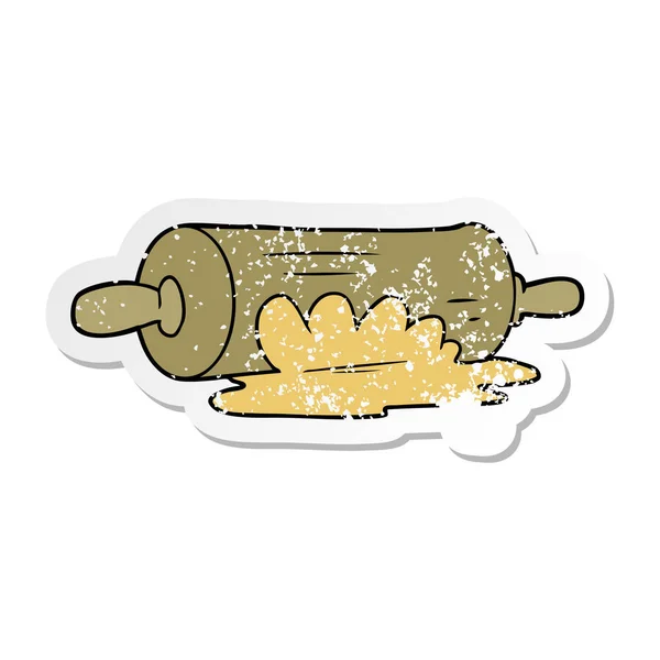 Distressed sticker of a cartoon rolling pin — Stock Vector