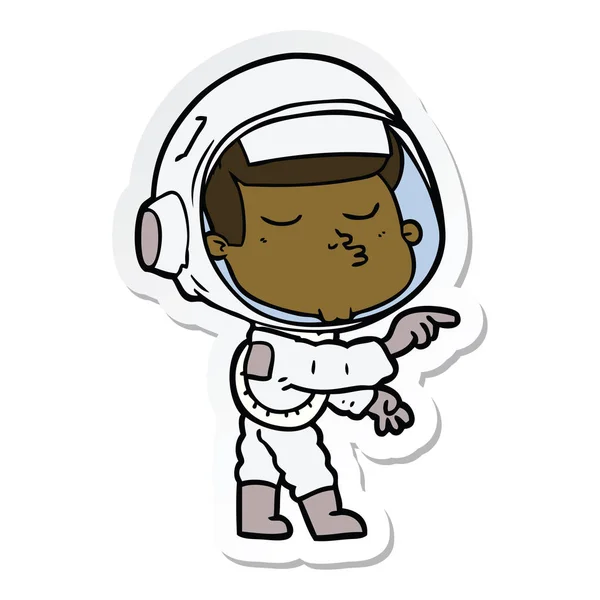 Nálepka kreslený jistý astronaut — Stockový vektor