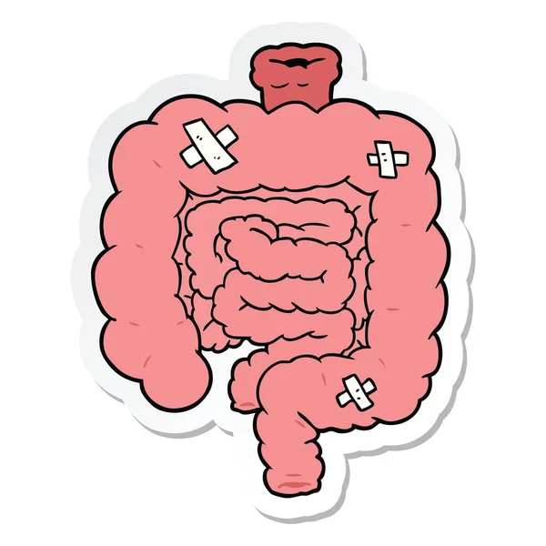 Pegatina de una caricatura intestinos reparados — Vector de stock