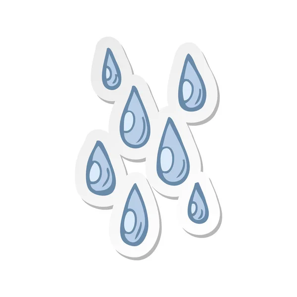 Sticker of a cartoon raindrops — Stock Vector