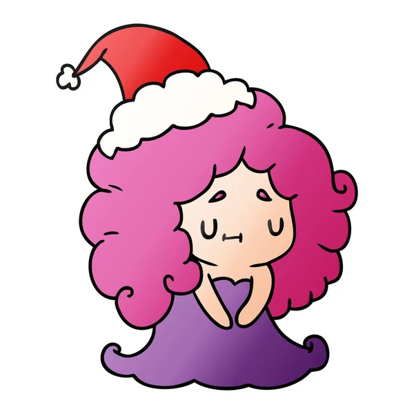 Navidad gradiente de dibujos animados de chica kawaii — Vector de stock