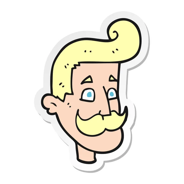 口髭の漫画男のステッカー — ストックベクタ