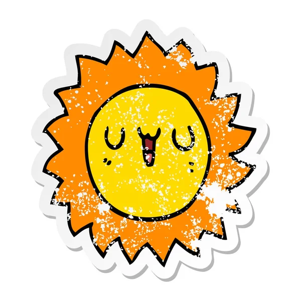 Zoufalý nálepka kreslený slunce — Stockový vektor