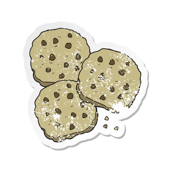 Adesivo Retro Angustiado Biscoitos Desenhos Animados — Vetor de Stock