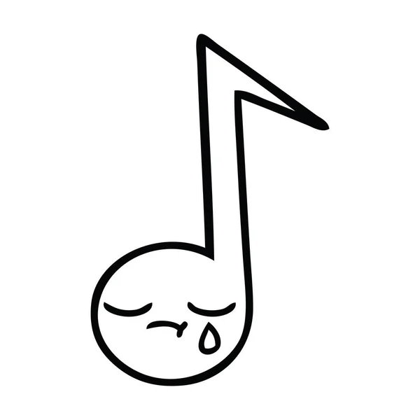 Linea disegno cartone animato nota musicale — Vettoriale Stock