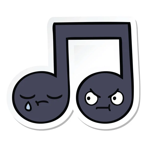 Etiqueta Uma Nota Musical Bonito Desenho Animado —  Vetores de Stock