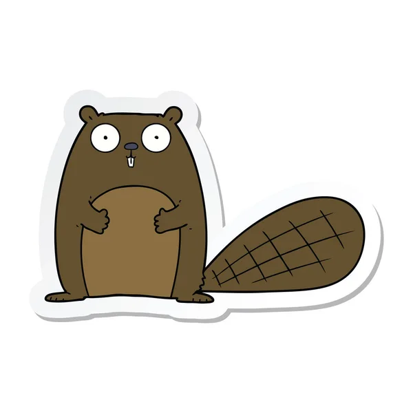 Sticker of a cartoon beaver — Stock Vector