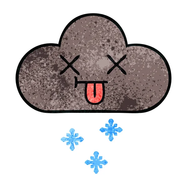 Retro grunge textura cartoon tempestade neve nuvem —  Vetores de Stock