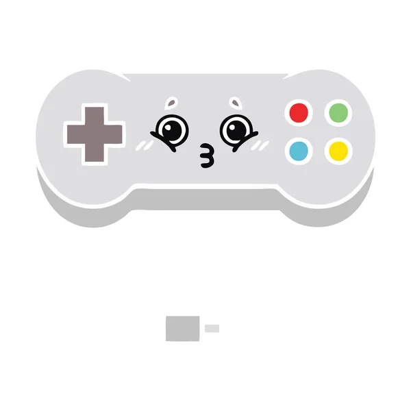 Dibujos Animados Retro Color Plano Controlador Juego — Vector de stock