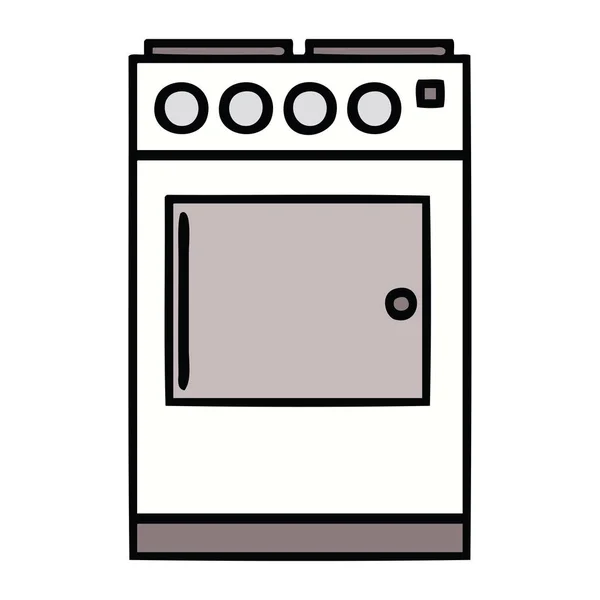 Lindo horno de dibujos animados y cocina — Vector de stock