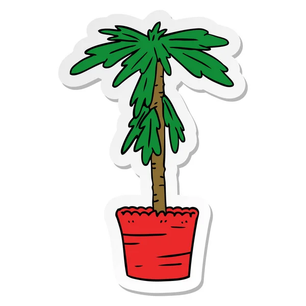 Hand Getekende Sticker Cartoon Doodle Van Een Kamerplant — Stockvector