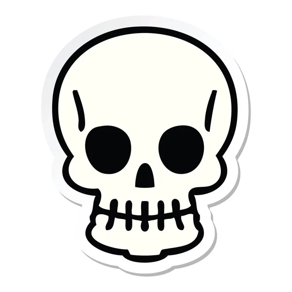 Sticker of a quirky hand drawn cartoon skull — Stock Vector