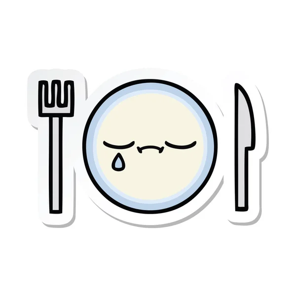 Sticker Cute Cartoon Dinner Plate — Stock Vector