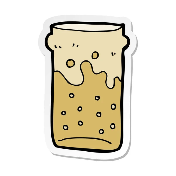 Sticker Van Een Cartoon Pint Bier — Stockvector