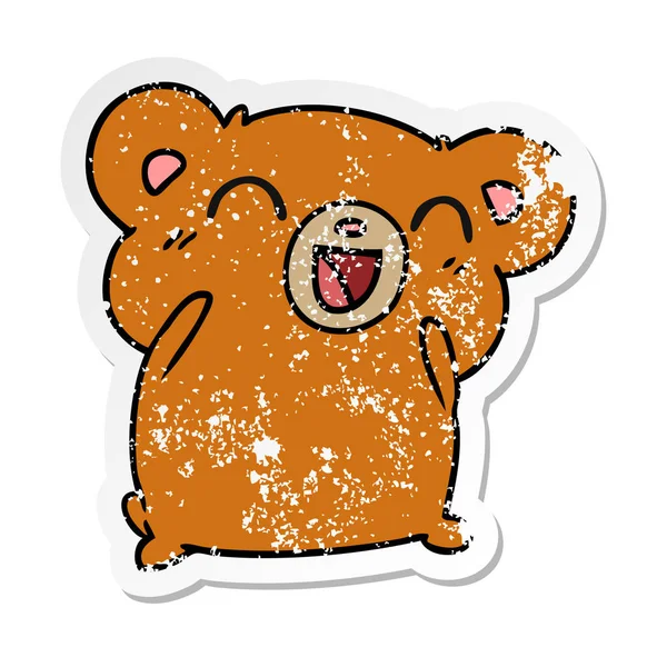 Αναξιοπαθούντα αυτοκόλλητη ετικέττα κινούμενων σχεδίων kawaii χαριτωμένο αρκουδάκι — Διανυσματικό Αρχείο