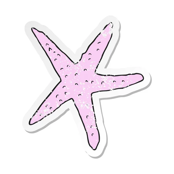 Retro Distressed Sticker Cartoon Starfish — Stock Vector