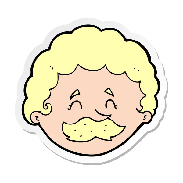 Pegatina de un hombre de dibujos animados con bigote — Vector de stock