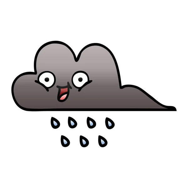 Desenho Animado Sombreado Gradiente Uma Nuvem Chuva Tempestade —  Vetores de Stock