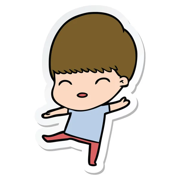 Sticker van een happy cartoon-jongen — Stockvector