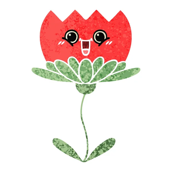 Ретро ілюстрація стиль мультяшна квітка — стоковий вектор