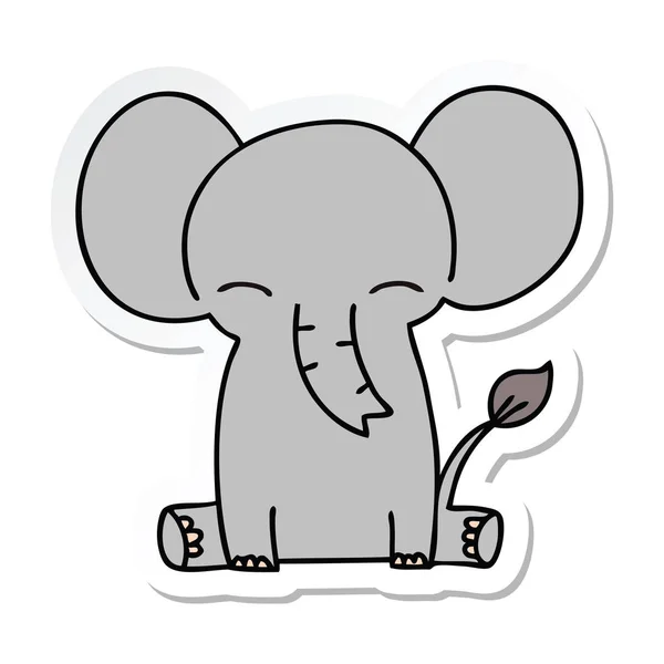 Sticker Van Een Eigenzinnige Hand Getrokken Cartoon Olifant — Stockvector