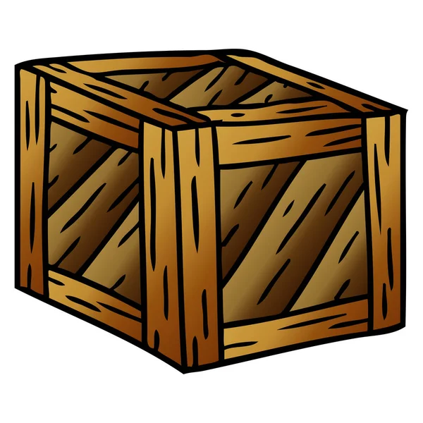Garabato Dibujado Mano Una Caja Madera — Vector de stock