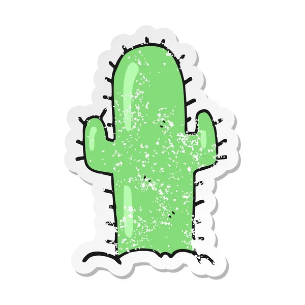 Pegatina retro angustiado de un cactus de dibujos animados — Vector de stock