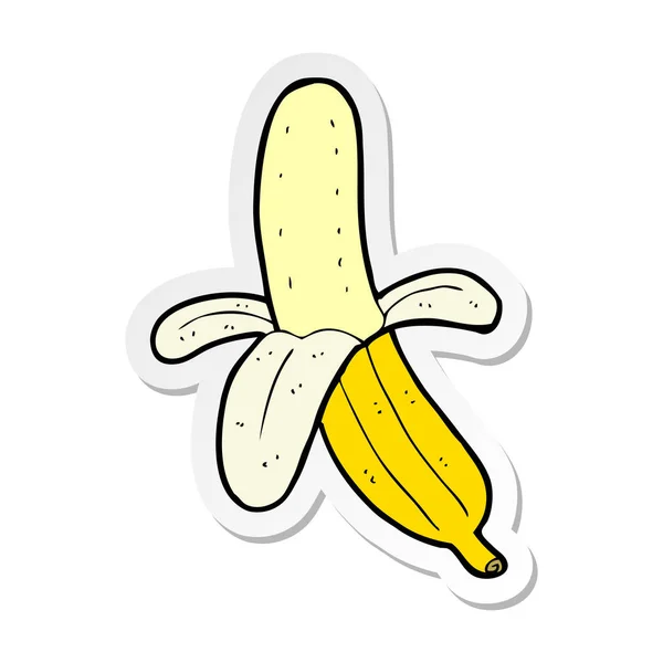 Pegatina de un plátano pelado de dibujos animados — Vector de stock