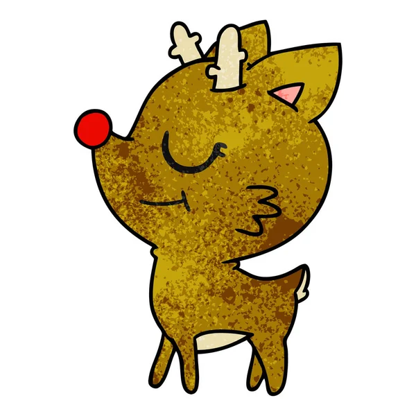 Cartoni animati di carino renna naso rosso — Vettoriale Stock