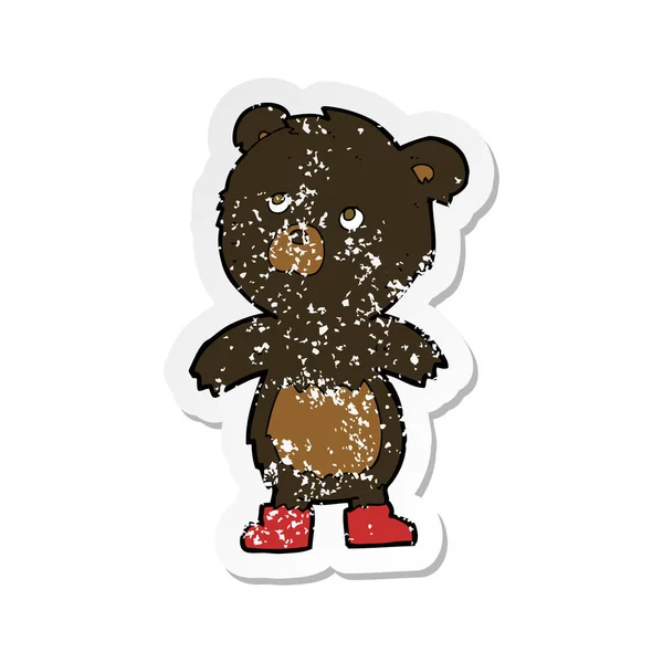 Retro Trudnej Sytuacji Naklejki Cartoon Ładny Mały Niedźwiedź — Wektor stockowy