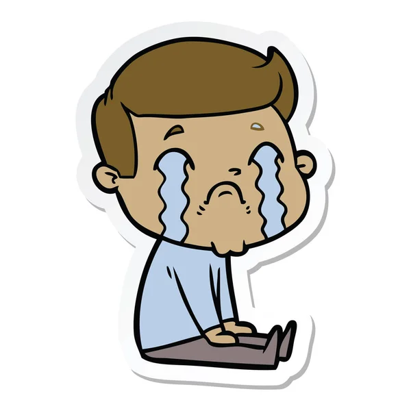 Αυτοκόλλητο ενός άνδρα καρτούν που κλαίει — Διανυσματικό Αρχείο