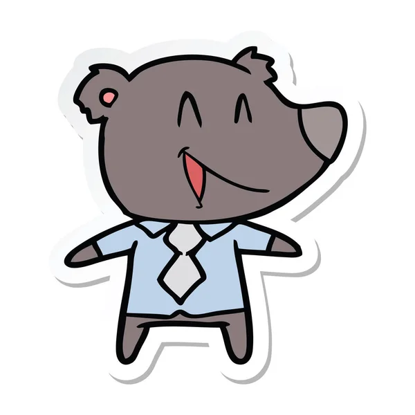 Sticker of a cartoon bear in shirt and tie — Stock Vector