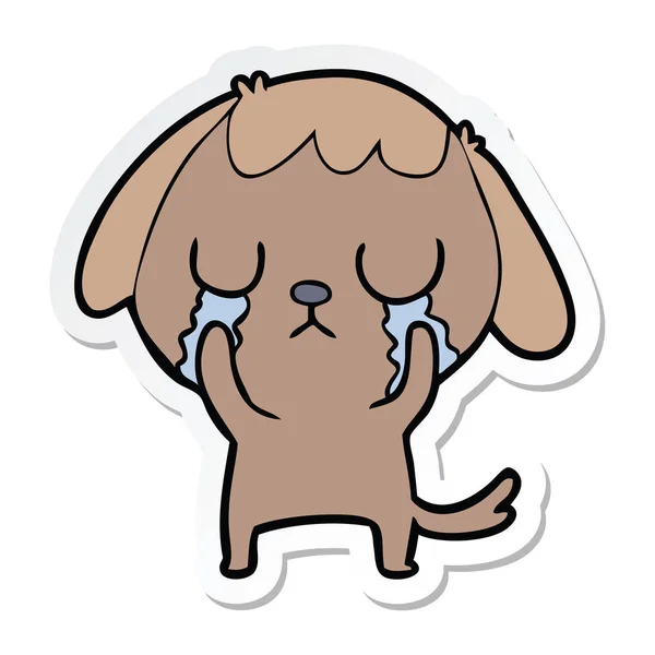 Ağlayan bir sevimli çizgi köpek etiket — Stok Vektör