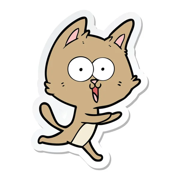 Adesivo di un divertente gatto dei cartoni animati — Vettoriale Stock