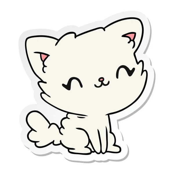 Autocollant dessin animé mignon kawaii moelleux chat — Image vectorielle