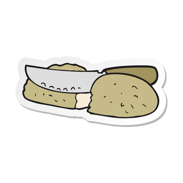 Stiker Dari Kartun Mengiris Roti - Stok Vektor